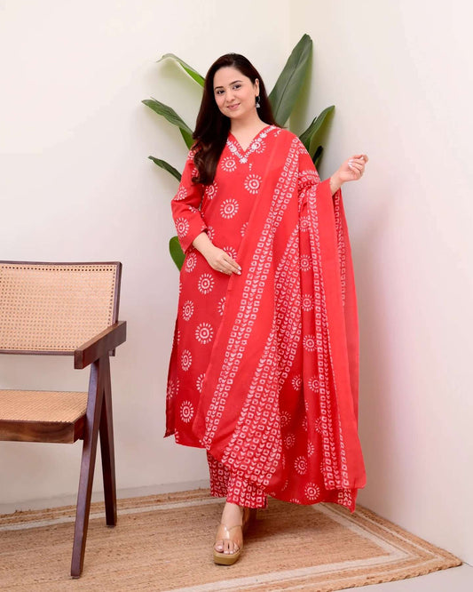 Ruby Radiance Bandhani Set