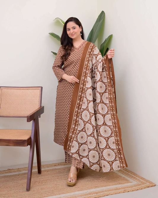 Cocoa Earth Print Kurta Set