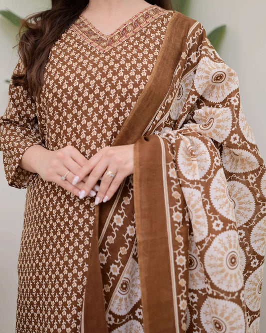 Cocoa Earth Print Kurta Set