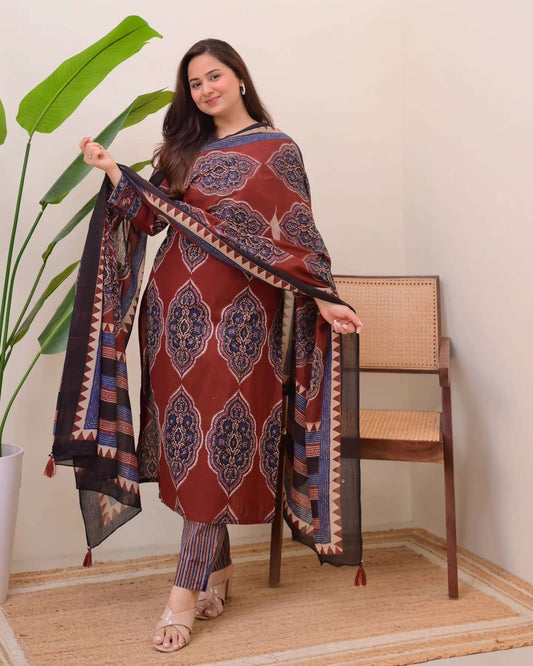 Deep Maroon Medallion Kurta Set