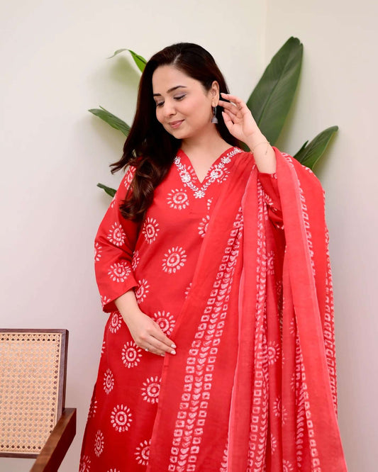 Ruby Radiance Bandhani Set