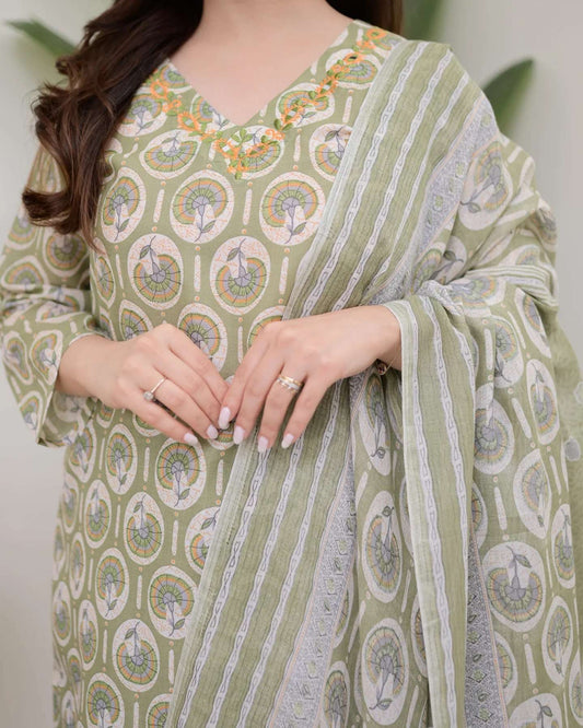 Pista Bloom Kurta Set