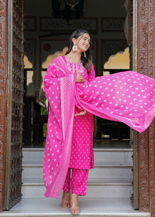 Pink Ethnic Printed Kurta Set