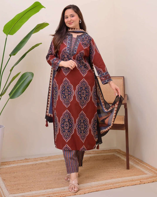 Deep Maroon Medallion Kurta Set